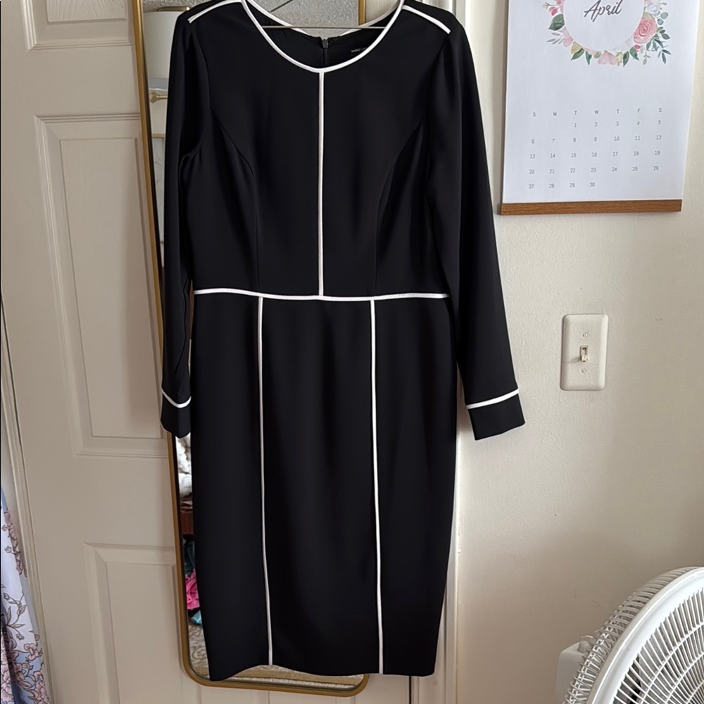 Maggy London Black and White Midi Dress